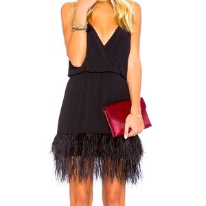 Saylor Black Silk and Feather Dress